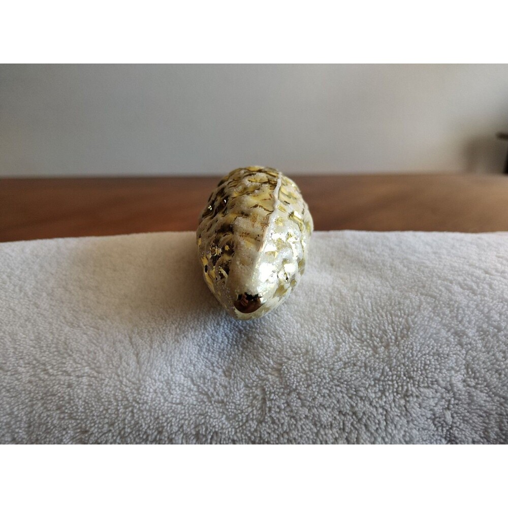 Vintage Blown Glass Pinecone Christmas Ornament Gold Mica 3.5" - Picture 6 of 10